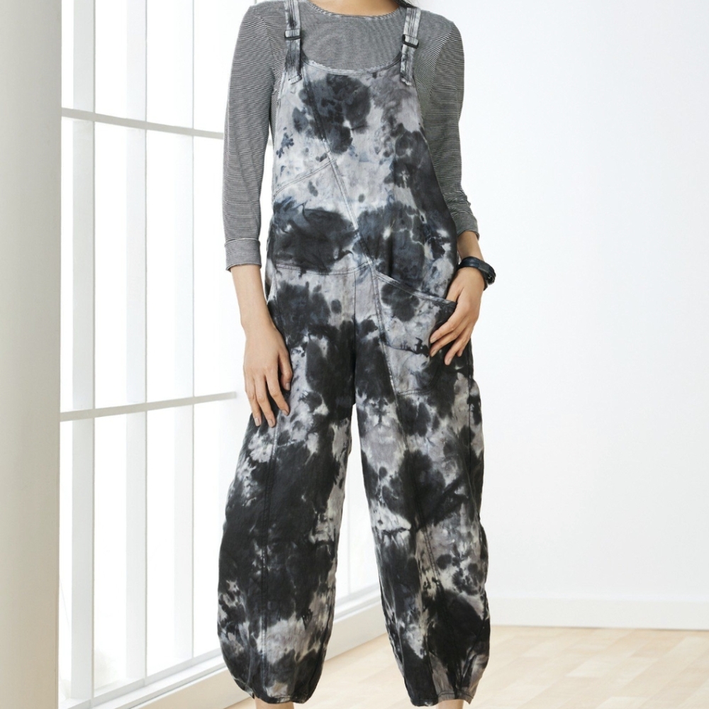 Cynthia Ashby 100% Linen Emen Overalls in Thunder